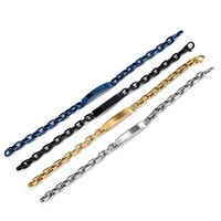 Bracelet barre incurvée en acier inoxydable 316, chaîne cubaine, bracelet tendance pour homme, accessoire hip hop pour homme