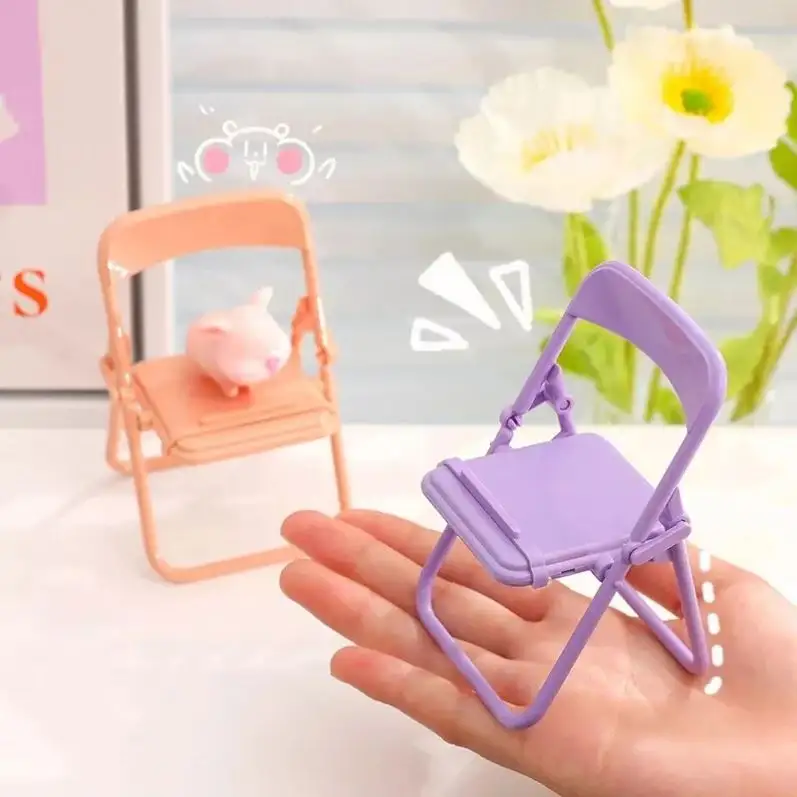 1 Universal Mobile Tablet Holder Mini Folding Chair Stand Table Cell Phone Holder Portable Phone Bracket