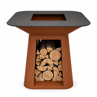 Barbecue d'extérieur en acier au carbone de qualité supérieure pour plus de 5 personnes, corps en acier Corten durable, design européen moderne, multifonction, avec atténuateur de flamme