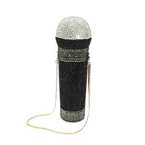 Women Eye-catching Microphone Rhinestones Clutch <b>Purse</b> Brilliant Mic Crystal Evening Bag for Karaoke Bar Night Out - Product Image 6