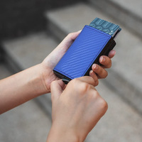 Dompet Kartu Kredit Bisnis Fangshui untuk Pria, Dilengkapi Proteksi RFID, Kapasitas 12 Kartu, Bahan Kulit PU, Tempat Kartu Logam