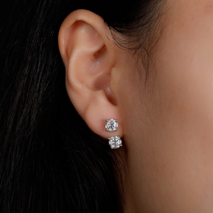 Boucles d'oreilles convertibles en argent sterling 925 avec moissanite, clous ajustables en pendantes, bijoux en dropshipping - Product Image 4