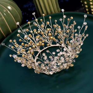 Tiara <span class=keywords><strong>de</strong></span> Corona Redonda <span class=keywords><strong>de</strong></span> Cristal Brillante Hecha a Mano con Pedrería para <span class=keywords><strong>Novia</strong></span>, Princesa, para Bodas y Fiestas - Product Image 5