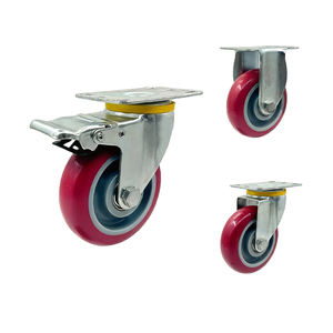 Mittelgroße Rote PP 5-Zoll 125mm Vollgummi-Transportrolle mit einer Tragfähigkeit von 150kg für Handwagenräder - Product Image 3