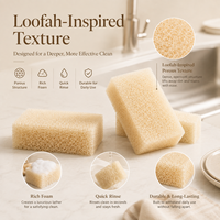 Lot de 2 éponges de cuisine poreuses en mousse de polyéther, style loofah, séchage rapide, réutilisables, pour la vaisselle et le nettoyage domestique