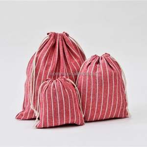 Sac à pain en toile de coton à cordon rouge pour le stockage des aliments et la protection contre la poussière - Product Image 1