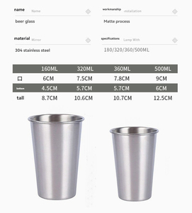 Tasse à bière en acier inoxydable monocouche gobelet à eau tasses de <span class=keywords><strong>pong</strong></span> pour café boissons froides jus-201 <span class=keywords><strong>verre</strong></span> Type utilisation commerciale - Product Image 2