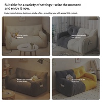 Canapé pouf en coton et lin garni de particules pour salons, petits appartements, unités de location ; deux/trois places, moderne et minimaliste