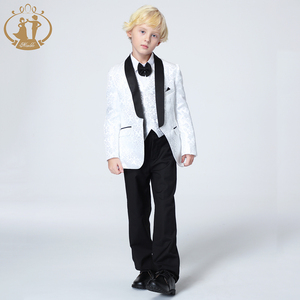 Nimble Weiß Hochwertiges Dreiteiliges Jungen-Anzug-Set Hochzeits-Klavier-Kostüme Kinder-Anzug Partykleidung Baby-Jungen-Anzug - Product Image 2