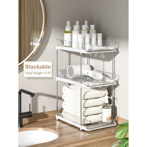 Hot Sale Stackable Pull Out Pantry Cabinet Organizers <strong>Storage</strong> 2 Tier <strong>Bathroom</strong> <strong>Under</strong> <strong>Sink</strong> Organizer with Movable Dividers - Product Image 6