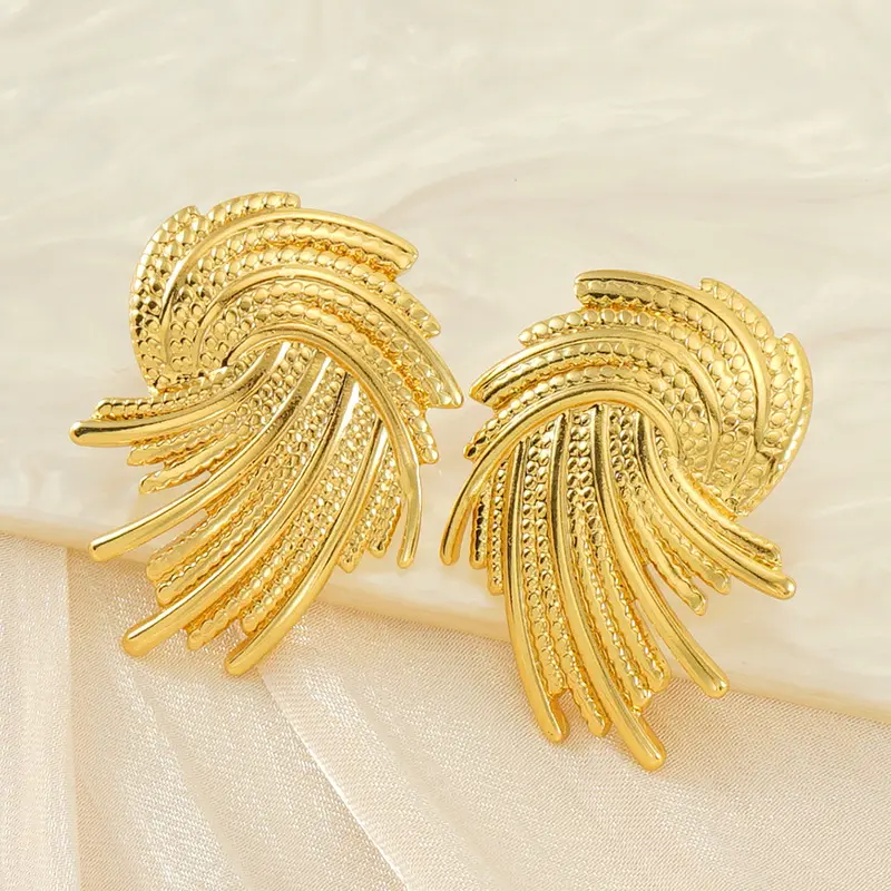 EH24020 Vintage personnalité géométrie boucle d'oreille dame Design Unique brésilien or boucles d'oreilles pour les femmes