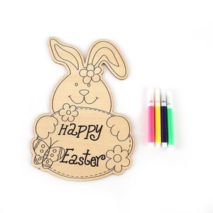 Adornos de Madera para Pintar, <span class=keywords><strong>con</strong></span> Forma de Conejito y Caras y Ropa Personalizables, para Manualidades Infantiles - Product Image 3