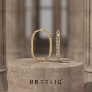 Pendientes de Aro Ovalados de Oro Blanco Sólido de 14K con Diamantes para Mujer, Aros Delgados con Diamantes Redondos Engastados en Pavé, Elegantes y de Lujo - Product Image 4