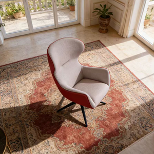 Sillón Giratorio Moderno de Lujo, Tapizado en Tela de Cuero Rojo, Sillón con <span class=keywords><strong>Respaldo</strong></span> Alto para Sala de Estar o Dormitorio - Product Image 6