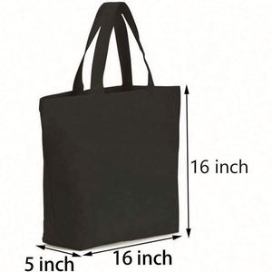 Eco Friendly Creamy Beige Black Blank Reusable Cotton Shopping Bag <b>Canvas</b> Plain <b>Tote</b> Bags With Logo for Women Shoulder Grocery - Product Image 5
