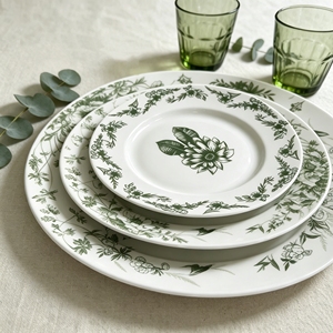 Vaisselle en céramique vintage française, assiettes rétro du milieu du siècle, assiettes pour le petit-déjeuner, les pâtes et les desserts - Product Image 2