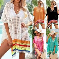 2022 maille femmes à la main au crochet maillot de bain costume Smock deux pièces Floral main pull plage Crochet maille tricot Bikini couvrir