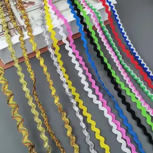 Wholesale Zig zag Ric Rac Metallic Rick Rack Trim Lace Trimming Ribbon Cord For Dress Garment Home Decoration