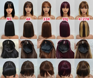 Letsfly 35$ Promotion Bone Straight Wig With Bang 1×3 Lace 10 Inch 4 Color Virgin Human Hair Wig Wholesale Vendor <b>Cheap</b> - Product Image 6