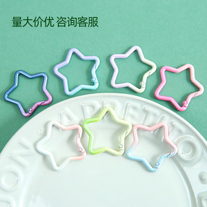 Clever Jewelry Five <b>Pointed</b> Star Spring Buckle Zinc Alloy Painted Keychain Diy Bead Accessory Material Wholesale - Product Image 2