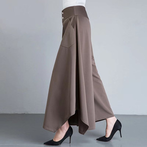 <span class=keywords><strong>Pantaloni</strong></span> <span class=keywords><strong>Palazzo</strong></span> da Donna <span class=keywords><strong>a</strong></span> Vita Alta <span class=keywords><strong>con</strong></span> <span class=keywords><strong>Bottoni</strong></span>, Gamba Larga, Svasati Irregolari, Culotte Eleganti <span class=keywords><strong>con</strong></span> Tasche Laterali, Tinta Unita, per Danza - Product Image 2