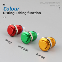 Bouton-poussoir métallique 12mm, alliage alu, tête haute, NO, rouge/vert, étanche, momentané, pour maison intelligente