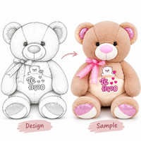 Ours en peluche personnalisé avec ventre contrastant et patte scintillante, pour cadeau de Saint-Valentin et fournitures pour magasins