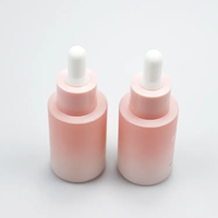 Flacon compte-gouttes en verre rose dégradé de 30 ml, vide, pour sérum cosmétique, essence, flacon en verre pour soins de la peau, emballage personnalisé avec logo