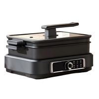 Slow Cooker Elektrische Bratpfanne 7,5Qt Multikocher mit 5-stufiger Hitzestufe, Antihaft-Pfanne, Kochtopf, spülmaschinenfest