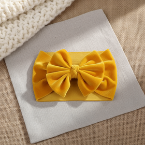 Nuova Fascia per Capelli per Bambina con Fiocco Oversize, Carina e alla Moda, in Velluto Dorato, Elastica 18cm, Vendita Calda - Product Image 5