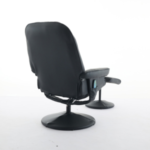 Silla reclinable ergonómica de cuero PU negro con otomana, sillón giratorio para la comodidad del hogar y la Oficina - Product Image 2