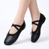 Chaussons de danse BW10 en cuir véritable à semelle fendue, motif patte de chat, pour enfants, adultes et femmes, chaussures souples pour l'entraînement de la danse folklorique chinoise
