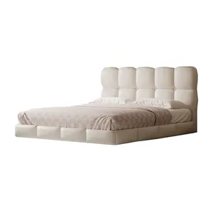 פארן ריהוט חדר שינה באיכות גבוהה מיטת יוקרה מודרנית קינג סייז קווין סייז מיטה מרופדת מעור מיקרופייבר לבן