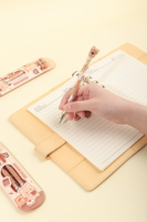 KUKI Cute Bear Baking – Stylo gel marron clair et foncé, lot de 2 – Papeterie Kawaii pour étudiants, style dessin animé