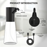 Distributeur automatique de savon liquide sans contact 450 ml/15,2 oz, montage mural, charge USB, capteur intelligent, distributeur de désinfectant pour les mains avec certifications CE et FCC