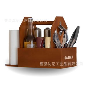 Wooden Portable Storage Box With Bottle Opener <b>Paper</b> Towel Holder Cutlery Compartment For <b>Kitchen</b> Picnic - Product Image 5
