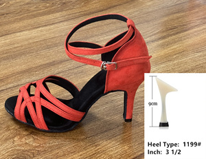 LUOQIAO S041 2026 Zapatos de Baile Latino Profesionales Rojos de Gamuza con Suela Suave para Mujer, <span class=keywords><strong>Cha</strong></span> <span class=keywords><strong>Cha</strong></span>/Salsa/Bachata, 8.5cm - Product Image 6
