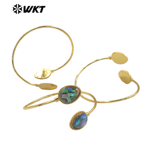 MPB114 parlak 18K altın kaplama dayanıklı çift su damlası ayarlanabilir kadınlar doğal <span class=keywords><strong>Abalone</strong></span> kabuk bileklik - Product Image 3