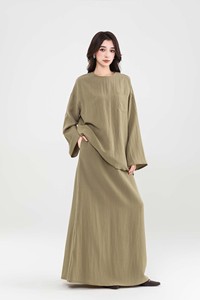 Mode modeste pour femmes musulmanes, ensemble coordonné, <span class=keywords><strong>tunique</strong></span> ample et jupe maxi évasée, personnalisable - Product Image 3
