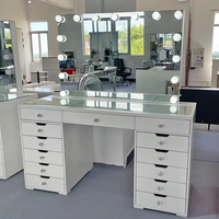 Coiffeuse moderne italienne simple avec plateau en verre trempé, meuble de maquillage de luxe léger pour chambre de mariage