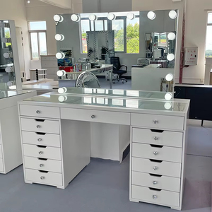 Italian Modern Simple Dressing <strong>Table</strong> with Tempered Glass Light Luxury <strong>Makeup</strong> Vanities for Wedding Bedroom - Product Image 4