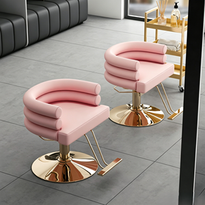Modern Beauty Barbershop <b>Recliner</b> Hair Styling <b>Chair</b> Pink Gold Barber Salon <b>Chairs</b> For Women - Product Image 1