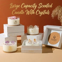 Bougie pilier artisanale en cristal naturel, mèche en bois, parfumée, cadeau ou décoration d'intérieur, cadeau d'anniversaire, best-seller