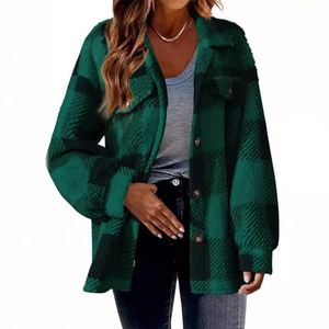 Veste en plaid d'hiver pour femmes, chemise longue à <span class=keywords><strong>carreaux</strong></span>, veste longue à manches longues pour femmes, chemises d'hiver pour femmes, manteaux pour femmes - Product Image 2