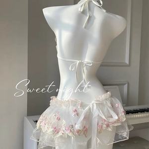 Mignonne fille uniforme Satin <span class=keywords><strong>Sexy</strong></span> chemise de nuit <span class=keywords><strong>costume</strong></span> brodé voile de mariée moelleux princesse jupe contrôle de la lumière niveau tissage non tissé - Product Image 3