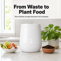 Machine à Compostage Électrique pour Déchets Alimentaires 500W en Acier Inoxydable, Technologie Multigrind, Intelligente, Inodore, Bac à Compost 4L pour la Maison