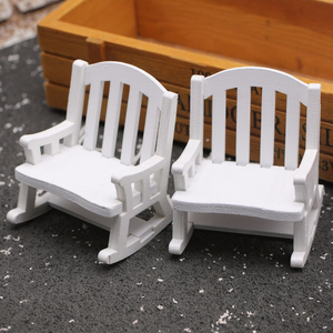 Stile europeo in miniatura sedia a dondolo in legno Vintage modello di mobili per la piccola casa delle bambole legno artigianato scatole di legno cartelli da parete - Product Image 4