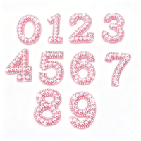 En stock, patchs en feutre non tissé faits main, brodés, thermocollants, avec perles et strass, motifs alphabet, cœur, chiffres, pour décoration DIY de sacs et chaussures