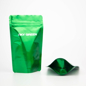 Bolsa pequeña de aluminio <span class=keywords><strong>verde</strong></span> metálico personalizada con cremallera, adhesivo a prueba de humedad, bolsa de soporte de sellado caliente para productos químicos, diseño impreso de gasolina - Product Image 3
