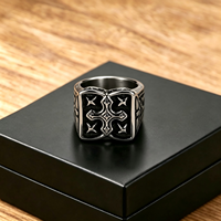 Hochwertige Punk-Edelstahl-Ringrohlinge Beliebter Günstiger Jesus-Kreuz-Edelstahlring für Männer
